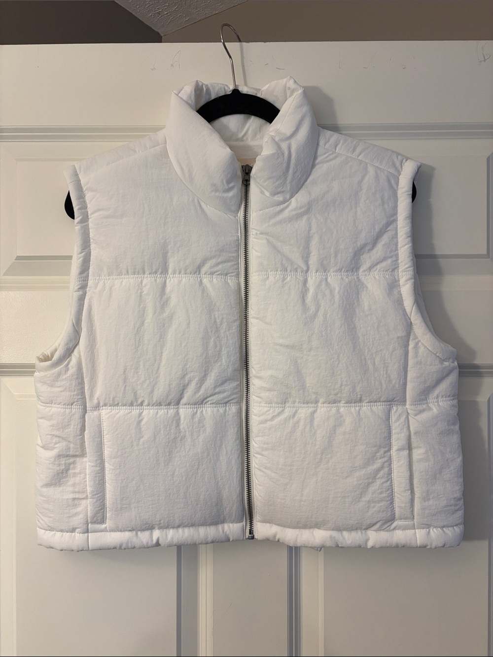 Thread & Supply White Quilted Half-Zip Vest